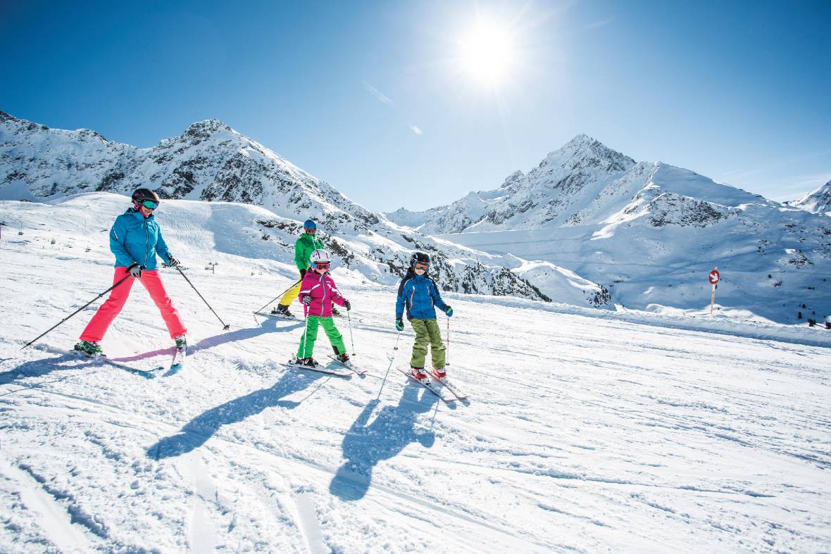 Kühtai easy slopes in winter