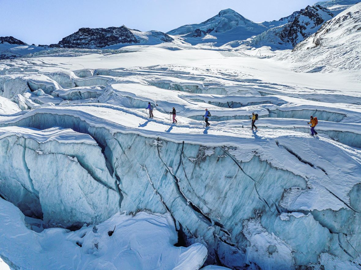 Walking on the glacier above Saas Fee