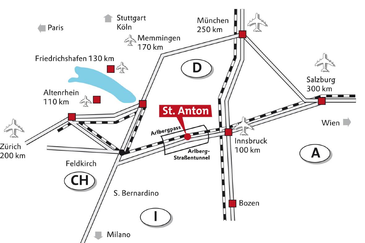 St Anton How to get to St Anton map