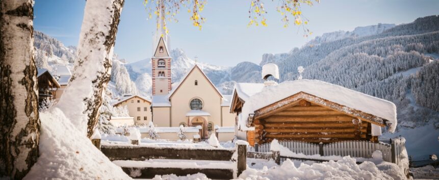 Santa Cristina ski resort in Val Gardena near the Sella Ronda